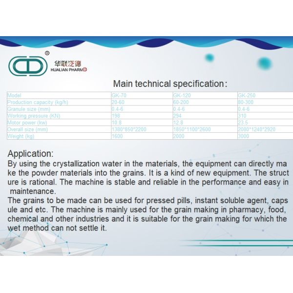 GK Material Pharmaceutical Granulation Equipments / Dry Granulation Machine