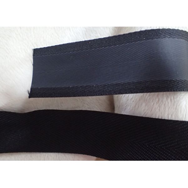 Polyester Matte Effect Coating Woven Tape , Non Elastic Cord Black Color