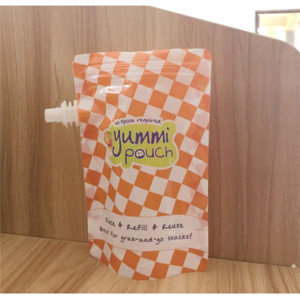 Stand Up Baby Food Pouch Reusable Waterproof Spout Pouch Packaging