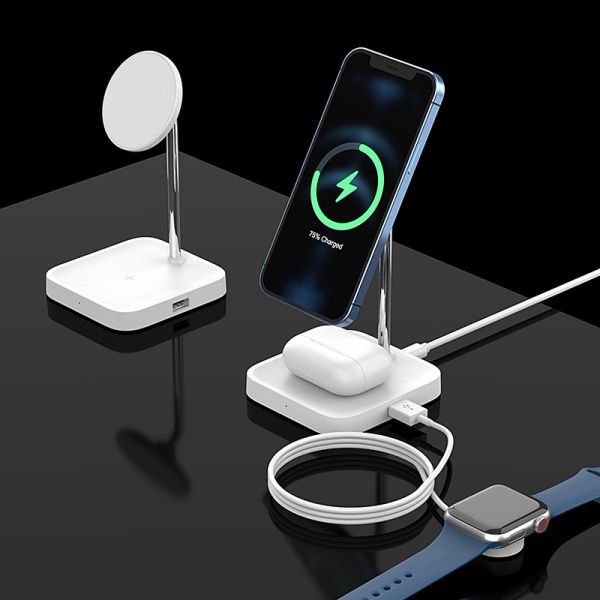Qi 15W 2 In 1 Wireless Charging Stand Magnetic Fast Charger Station