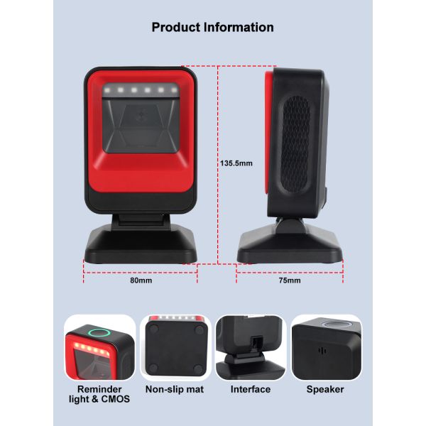 USB Interface 2D Barcode Scanner Hands-Free Scan Machine for Warehouse Use Stock Product