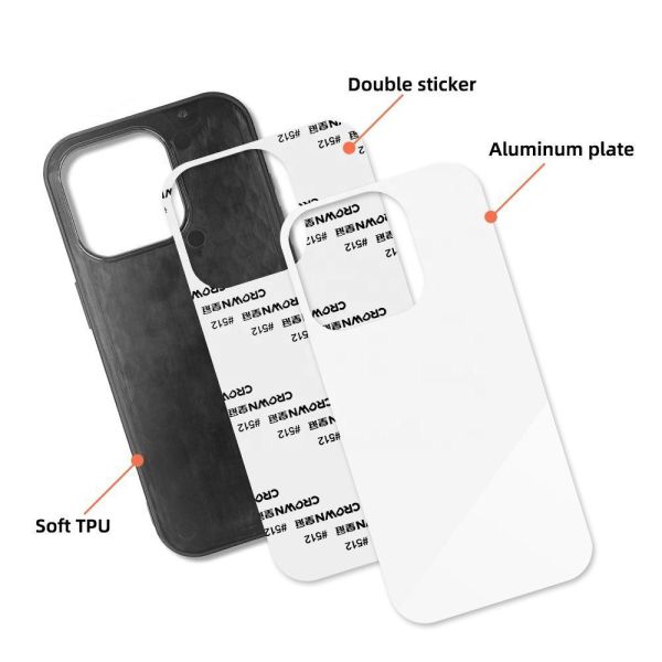 Custom Sublimation Iphone 16 TPU Silicone Phone Case With Aluminium Sheet Blank Mobile Phone Cover