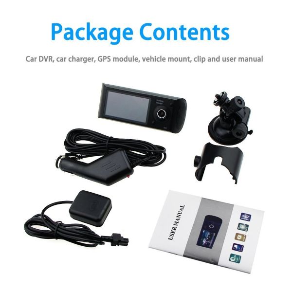 1280 X 480 2.7" Dual Lens Car Dvr Recorder With GPS Module / 32G TF Card
