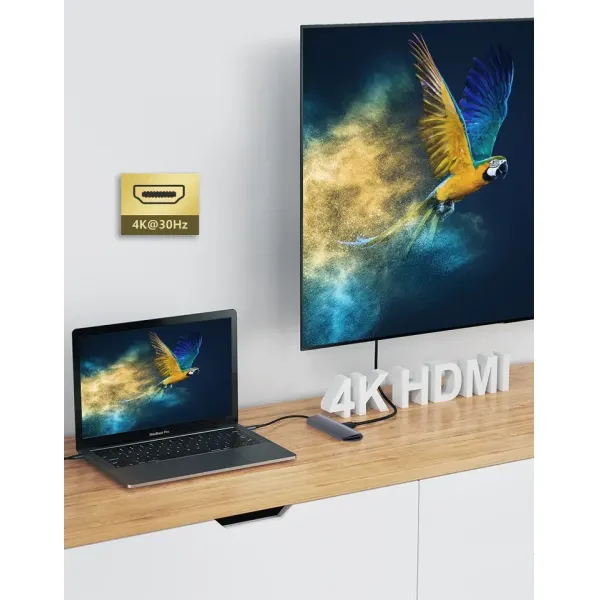 USB C Hub 5 in 1 Multiport Adapter 100W Power Delivery, 3 USB 3.0 Data Ports, 5Gbps Transfer Speed