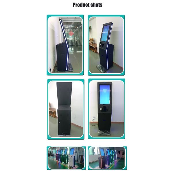 27 Inch Floor Standing Self Service Order Fast Food Kiosk With LED Light Strip Decoration