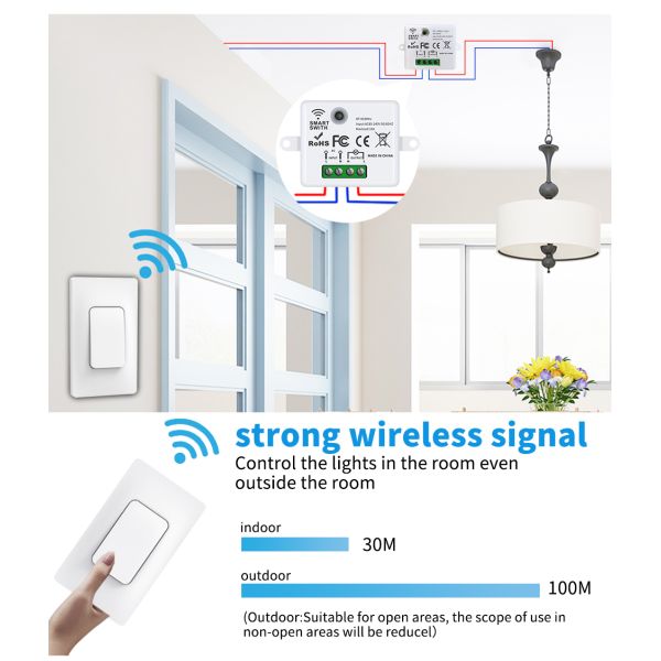 433Mhz Self Powered Wireless Switch Remote Light Switch Waterproof Wall Panel