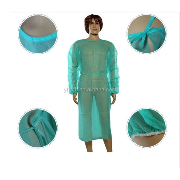 Soft PP Nonwoven Fabric Isolation Gowns With Elastic Cuffs For Medical Use