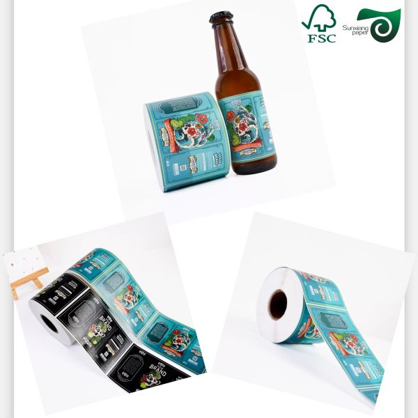 FSC Sticker Paper 80gsm White Wet Strength Paper For Beverage Labels High Printability