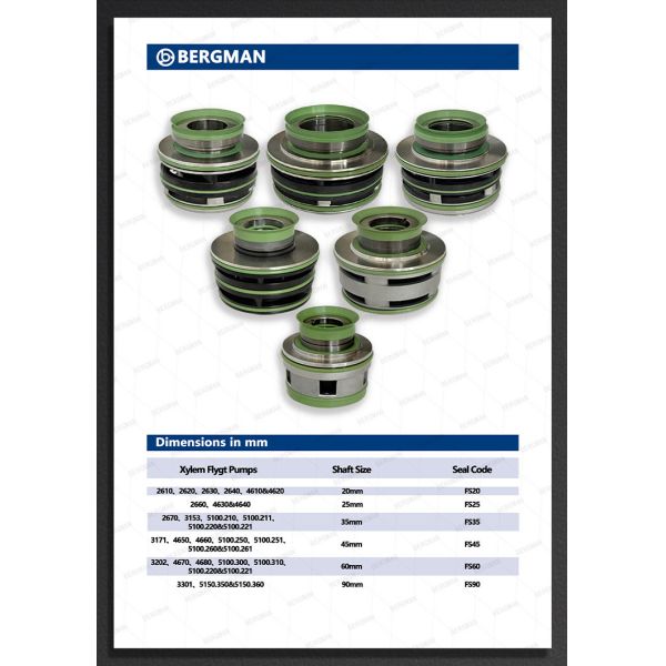 BERGMAN Replace Flygt Pump Seal FGU-20mm 2060 3041 3057 3060 3085 4351 4352 4400 Upper Sealing Mechanical Seal