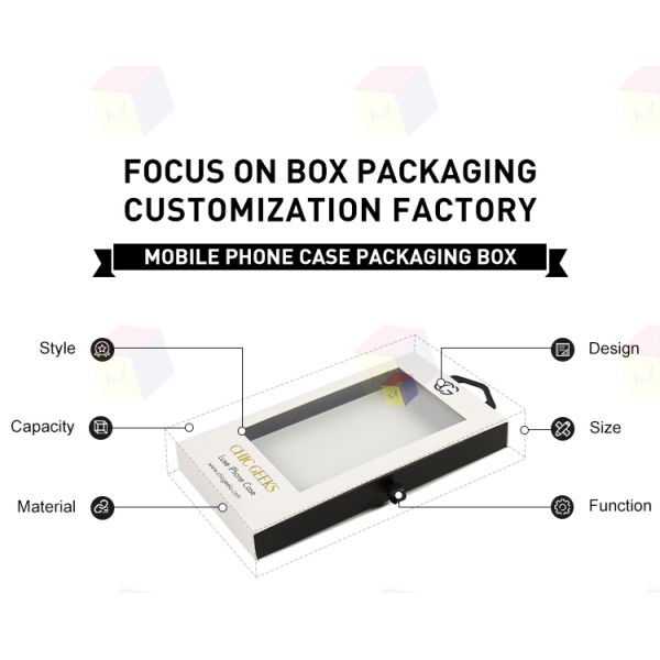 Custom Sliding Drawer Electronic Packaging Box Pvc Window Phone Case Packaging Box