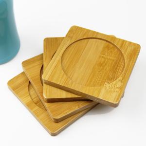 Quality Custom Blank Bamboo Coasters For Drink Square Bamboo Wood Saucer Mat for sale