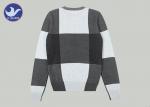 Big Check Men's Knit Pullover Sweater Black And White Casual Knitted Clothes