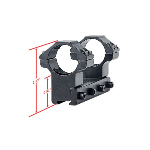 ANS Rifle Tactical Scope Rings Long Length 25.4mm Black Shield Color