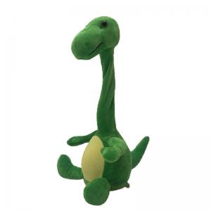Quality 35cm Green Dinosaur Plush Toy Recording & Speaking While Twisting Neck for sale