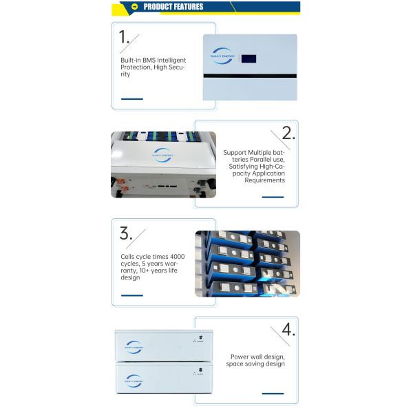 Lifepo4 Home Solar Battery Stack Mounted 48V 100Ah 200Ah 400Ah 5Kwh 10kwh 20kw