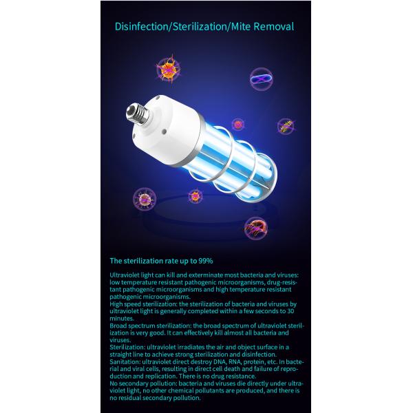 Quartz Glass Uv Led Germicidal Lamp E27 220V UVC Portable Sterilizer Light
