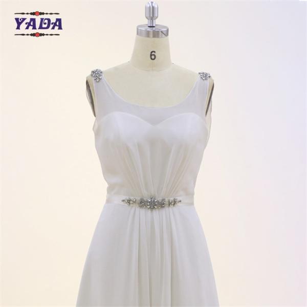 New fashion jewel beaded sleeveless long chiffon bridal sexy transparent dresses dress wedding