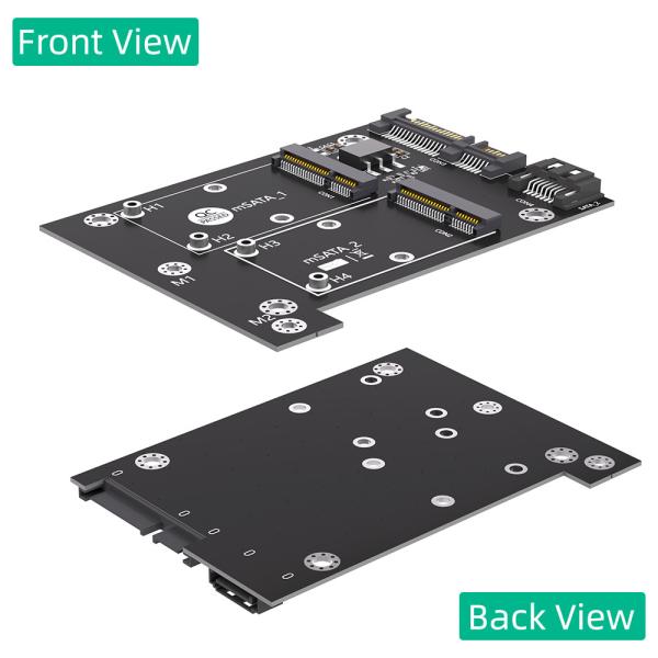 Dual SATA3 Converter Adapter Card for Full Size mSATA SSD Support 50.95*30mm in Black
