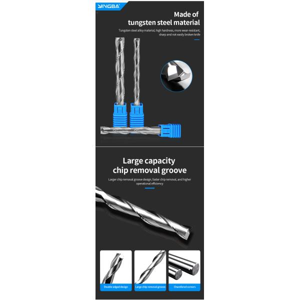 YINGBA Wholesale Price Solid Carbide 2 Flutes Spiral Milling Cutter Cnc Bits Wood Tools Up-cut Router Bits End Mill