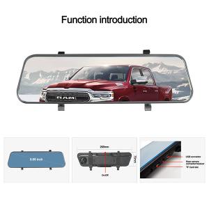 FHSS Mirror Rearview Digital Dash Cam 1080P HD Reverse Camera