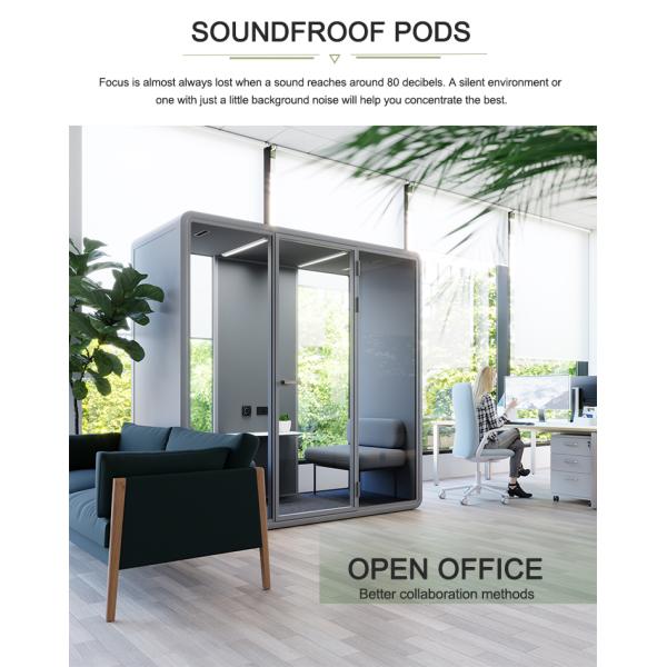 Office Acoustic Meeting Pod with 100-240V/50-60Hz & 12V-USB Power Supply Available in S, M, SL, L, XL Sizes for 2 Person Capacity