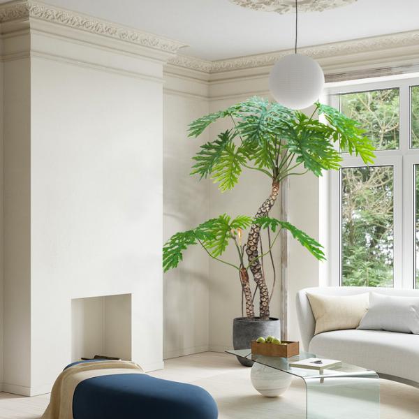 180cm High Artificial Philodendron Evergreen Real Touch Leaves No Caring Potted Plant