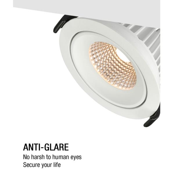 2200K-3000K CCT LED Downlight Dim To Warm 8W IP54 COB Tiltable