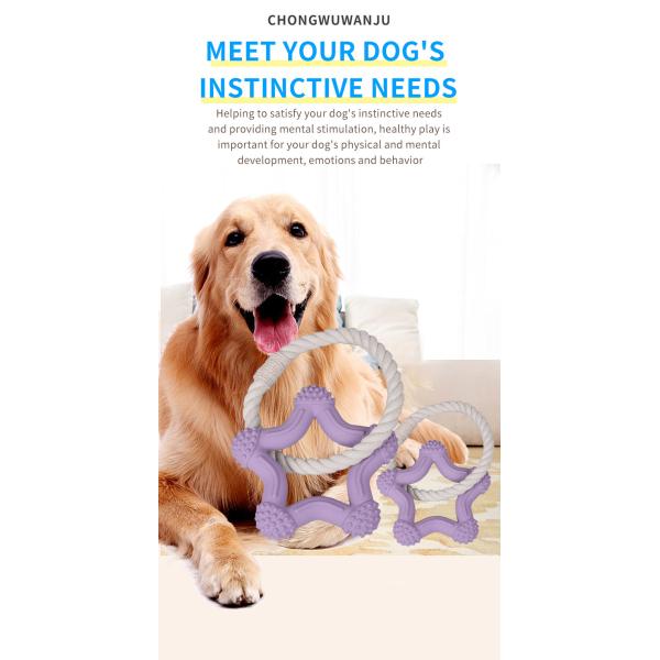Pet Puzzle Toy Factory Pentacle Cotton Rope Interactive Chew Molar Teeth Cleaning Rubber Toys