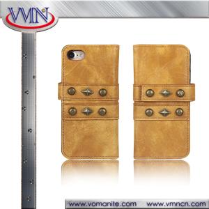 Handmade iphone wallet Rivet flip leather cover for iphone 7 apple case with