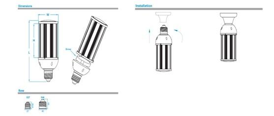 high lumens UL E40 E2755W led corn light led street light lamp with 5630 cri>80 AC100-277V 3years warranty CE ROHS
