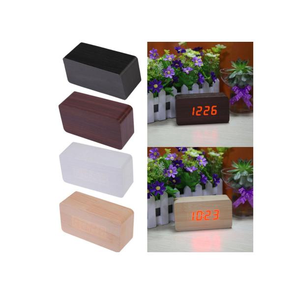 Quality Digital LED Alarm Clock Sound Control Wooden Despertador Desktop Clock USB/AAA Powered Temperature Display Hours