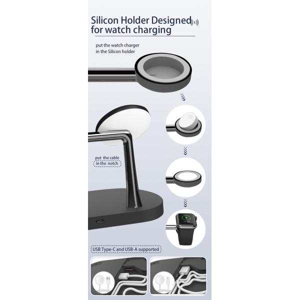 ROSH Zinc Alloy 4 In 1 Charging Dock Multifunctional Fast Wireless Charging Station