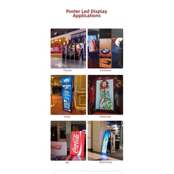 640X1920mm Smart LED Poster Display P2.5 Digital Signage LED Screen WiFi USB LAN Control