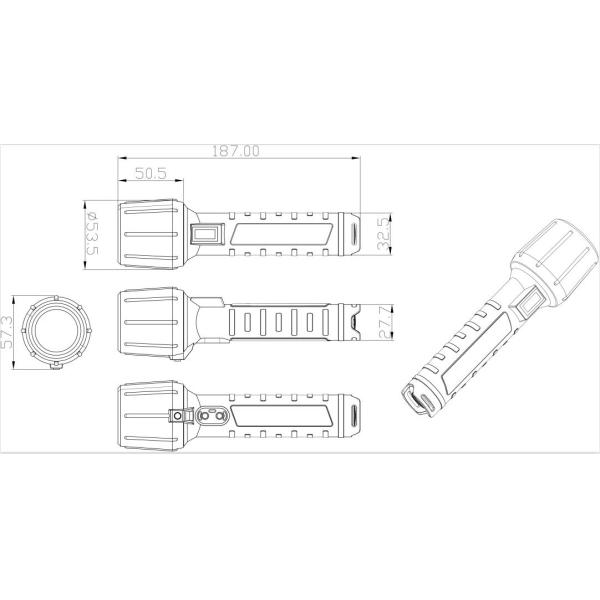 Anti - Explosion LED Torch Light For Hazardous Areas 3500Lux IP68