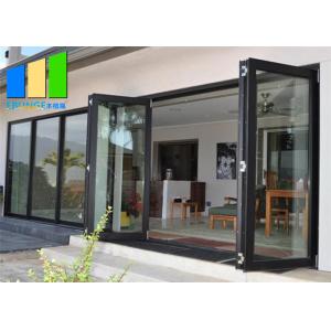 Quality 2.0mm Aluminum Folding Door Double Tempered Glass Accordion Door For Veranda for sale