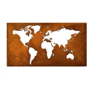 Quality Decoration Bedroom Living Room Rusty Corten Metal World Map Wall Art for sale