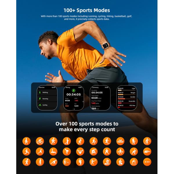 KW285 2.01" Square Shape Smart Watch Bluetooth Calling For Light Exercise