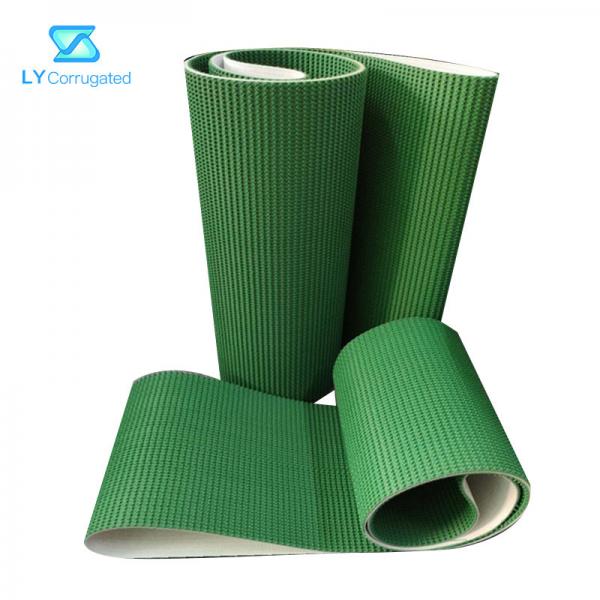 Buy Corrugated Cardboard Green PVC Inclining Conveyor Belt For Auto Basket Stacker at wholesale prices