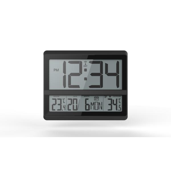 Radio-controlled Digital Table Clock with Indoor Outdoor Temperature 22.6 x 2.7 x 18.8cm