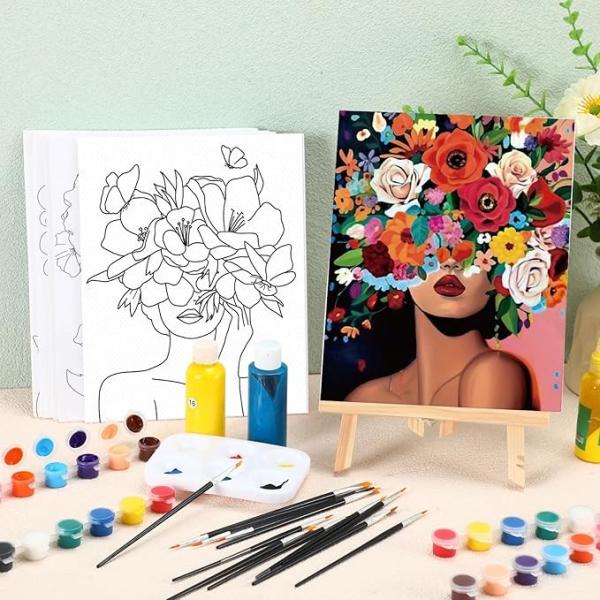 8 X 10 Inch Pre Printed Canvas Kit Pre Drawn Afro Queen Cotton Canvas For Adult Gifts