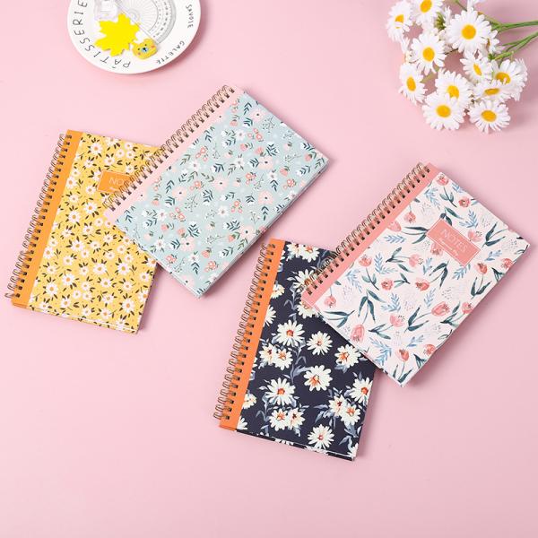 pocket size Thick Spiral Bound Notebook 105mm Length Flower Printed