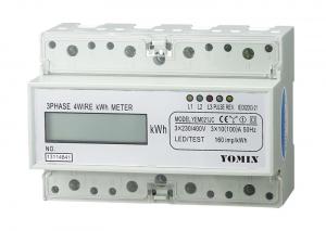 China 7 Module 4 Wire Three Phase Power Meter CT Connection Din Rail KWH Meter on sale