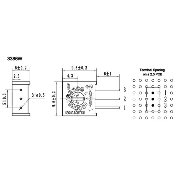 10% Trimmer Potentiometer 104 Trimpot 3386 Series Customized