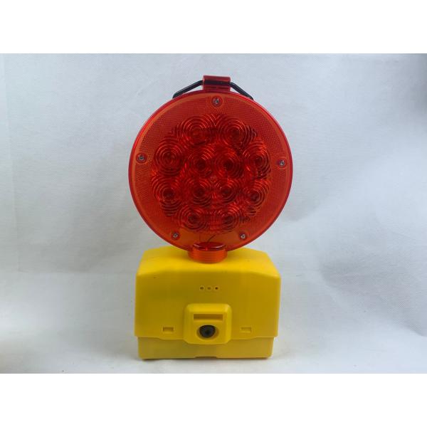 LED Plastic Construction Barrier 19cm Solar Flasher Light Yellow For Traffic Cone
