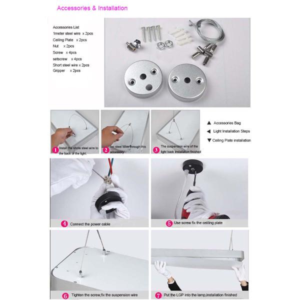 Linear LED Flat Panel Light 48W 60W Black Housing Color Pendant Installation