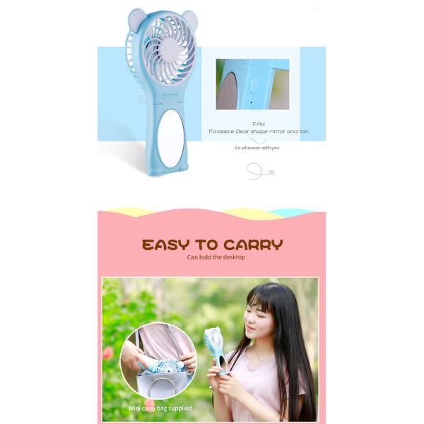 Automatic Cartoon Mini Small Battery Operated Fan Foldable Bear Usb Large Air Outlet