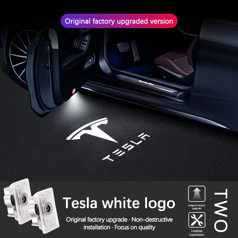 Tesla Door LED Logo Projection Light with ABS Shell, Energy-Saving LED, and Easy Installation for Model 3/Y/S/X