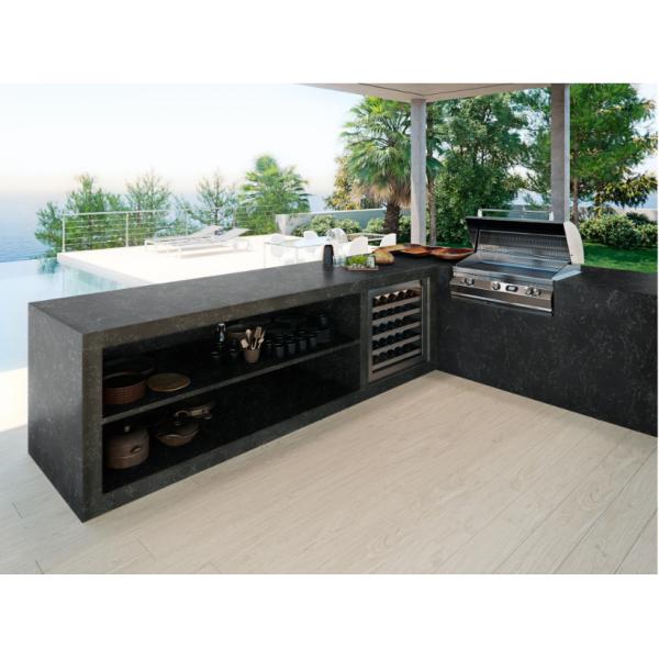 20MM Black Artificial Quartz Stone For Quartz Kitchen Vanity top