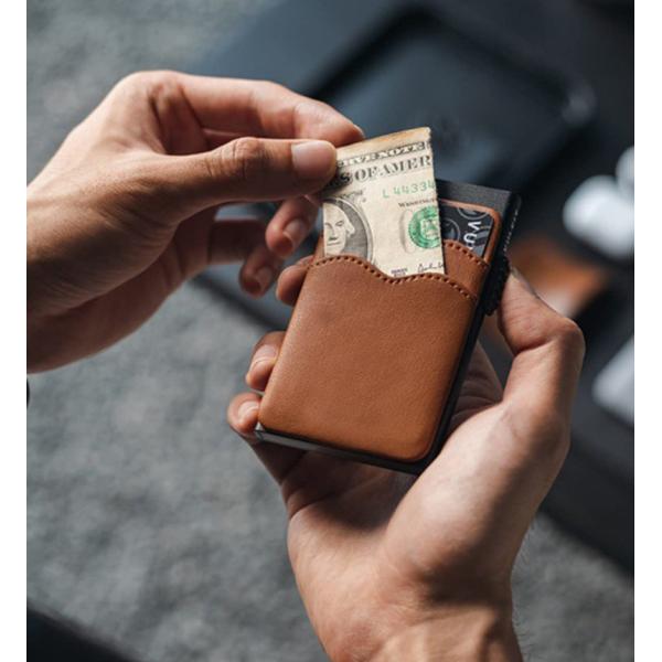 Pop Up Leather Name Card Holder For Men And Women Custom Logo Avaliable Aluminum Box