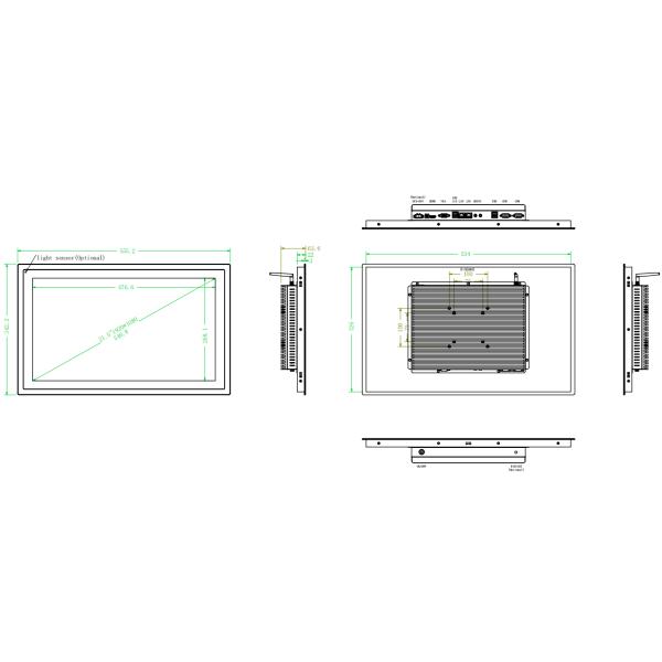 21.5 Inch Embedded Touch Panel PC With 2mm Tempered Glass And AG Anti-Glare Treatment